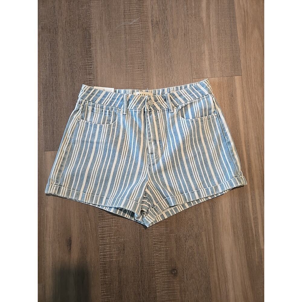 Pacsun Striped Denim Blue Jean Shorts Mom Short Womens Size 28